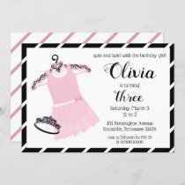 Cute Pink and Black Ballerina Birthday Invitation