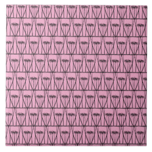 Cute Pink and Black Coconut Trees silhouette Ceramic Tile