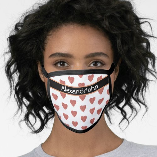 Cute Pink and Black Flamingo Rose Heart Face Mask
