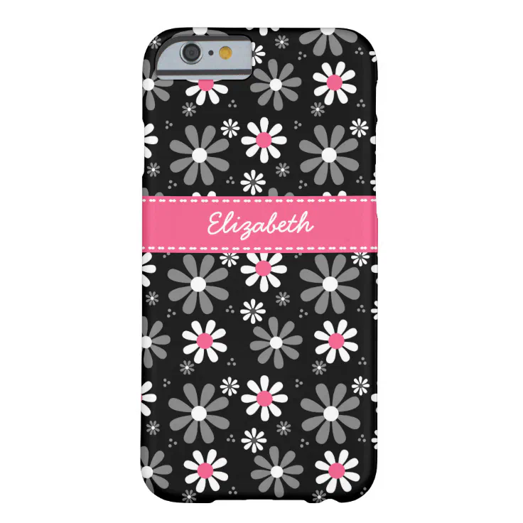 Cute Pink And Black Girly Mod Daisies With Name Case Mate Iphone Case Zazzle