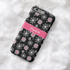 Cute Pink and Black Girly Mod Daisies With Name