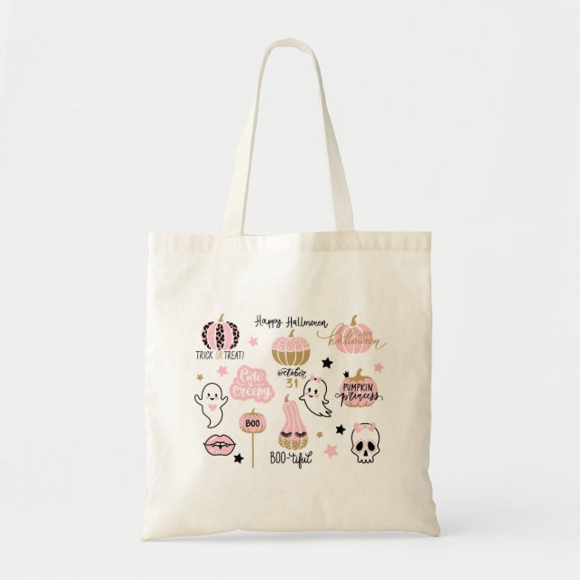 Cute Pink and Black Halloween Elements  Tote Bag (Front)