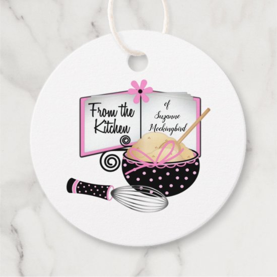 Cute Pink and Black Kitchen Utensils Food Favor Tags