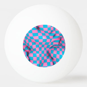 Cute Pink and Blue Abstract Checkerboard Pattern Ping Pong Ball