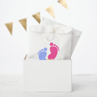 Cute Pink and Blue Baby Footprints Gender Reveal Favor Bag