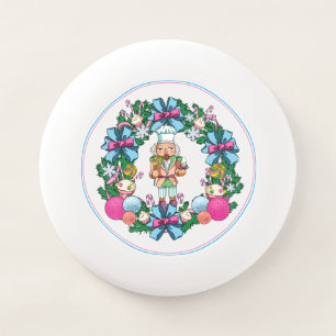 Cute Pink And Blue Christmas Nutcracker Wreath Wham-O Frisbee