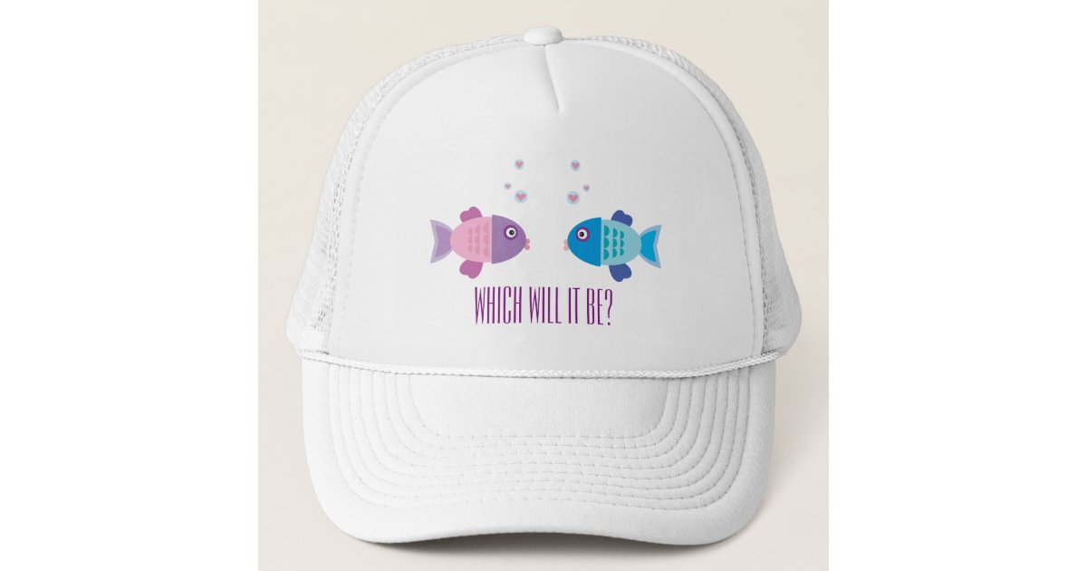 Cute Pink and Blue Fish Gender Reveal Shower Trucker Hat