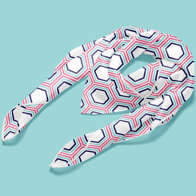 Cute Pink and Blue Hexagons Pattern Scarf (Creator Uploaded)
