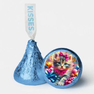 Cute Pink and Blue Kitten Girl's Birthday Hershey®'s Kisses®