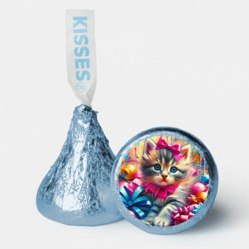 Cute Pink and Blue Kitten Girls Birthday Hersheys Kisses