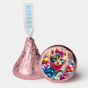Cute Pink and Blue Kitten Girl's Birthday Hershey®'s Kisses®
