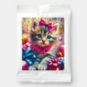 Cute Pink and Blue Kitten Girl's Birthday Lemonade Drink Mix