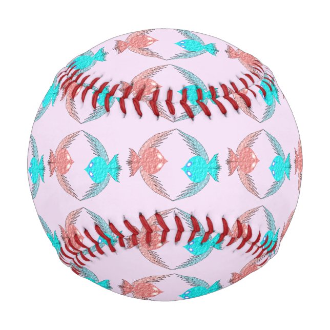 Cute Pink and Blue Love Birds Baseball (Front)