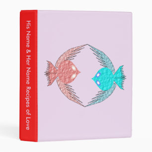 Cute Pink and Blue Love Birds Custom Recipe Mini Binder