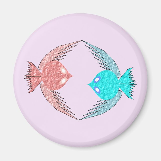 Cute Pink and Blue Love Birds Magnet (Front)