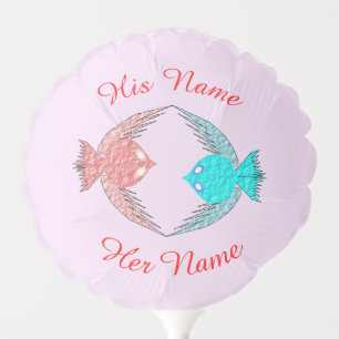 Cute Pink and Blue Love Birds Personalized Balloon