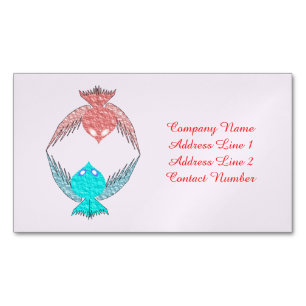 Cute Pink and Blue Love Birds Personalized Business Card Magnet