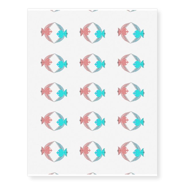 Cute Pink and Blue Love Birds Temporary Tattoos (Front)