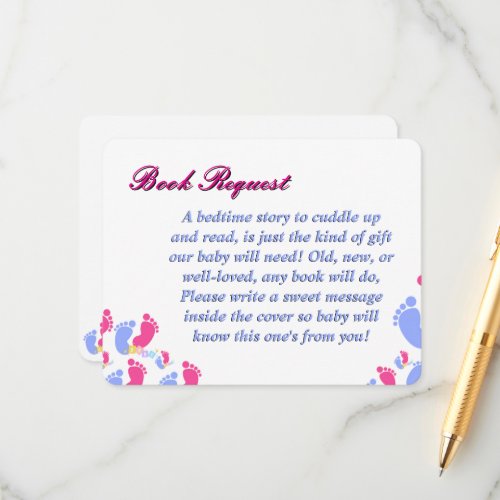 Cute Pink and Blue Pastel Baby Footprints Blocks Enclosure Card