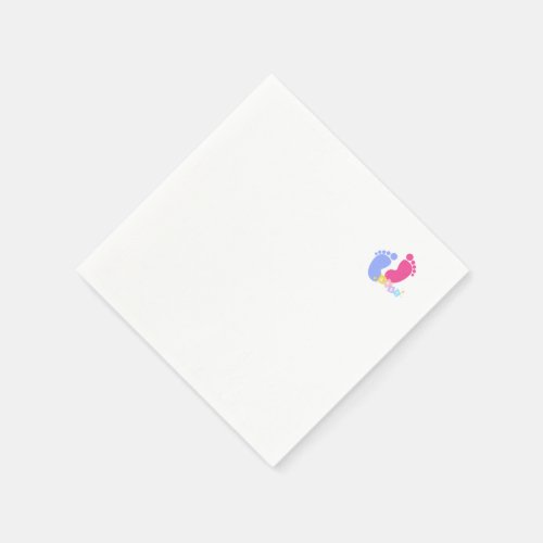 Cute Pink and Blue Pastel Baby Footprints Blocks Napkins