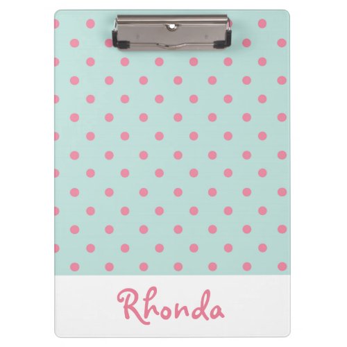 Cute Pink and Blue Polka Dots Clipboard