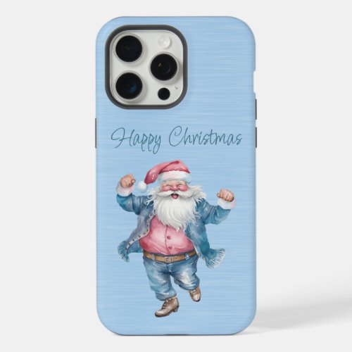 Cute Pink and Blue Santa In Jeans iPhone 15 Pro Max Case