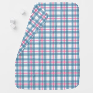 Cute Pink And Blue Tartan Double Sided Pattern Baby Blanket