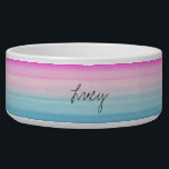 Cute Pink and Blue Watercolor Ombre Personalized Bowl<br><div class="desc">Watercolor ombre of pretty pink and blue colors. Add your pet's name to personalize it.</div>