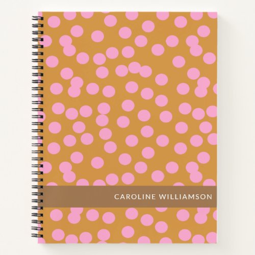 Cute Pink and Brown Abstract Dots Personalized  Notebook