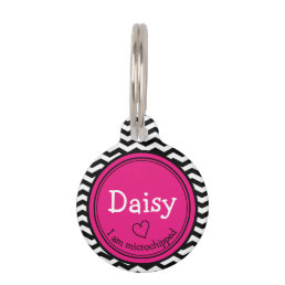 Cute Pink and Chevron Personalized Pet Tag
