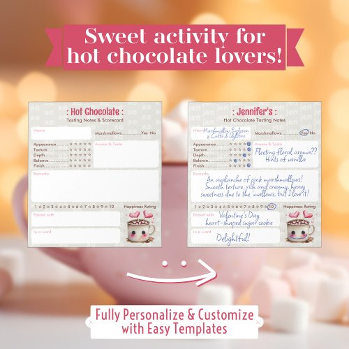 Cute Pink and Cream Hot Chocolate Tasting Notes