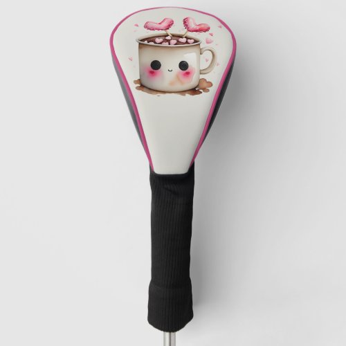 Cute Pink and Cream Watercolor Hot Chocolate Mug Golf Head Cover