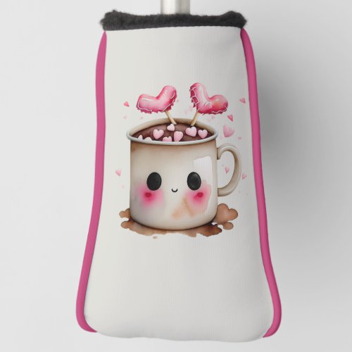 Cute Pink and Cream Watercolor Hot Chocolate Mug Golf Head Cover