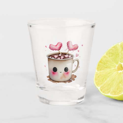 Cute Pink and Cream Watercolor Hot Chocolate Mug Shot Glass