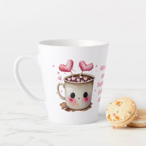 Cute Pink and Cream Watercolor Hot Cocoa Love Latte Mug