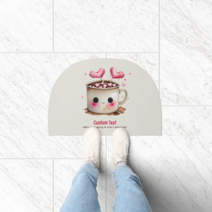 Cute Pink and Cream Watercolor Hot Cocoa Mug Doormat