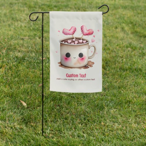Cute Pink and Cream Watercolor Hot Cocoa Mug Garden Flag