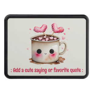 Cute Pink and Cream Watercolor Hot Cocoa Mug Hitch Cover