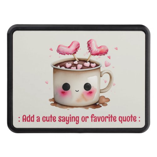 Cute Pink and Cream Watercolor Hot Cocoa Mug Hitch Cover
