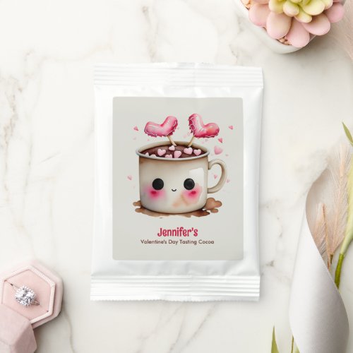 Cute Pink and Cream Watercolor Hot Cocoa Mug Hot Chocolate Drink Mix