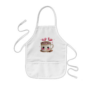 Cute Pink and Cream Watercolor Hot Cocoa Mug Kids' Apron