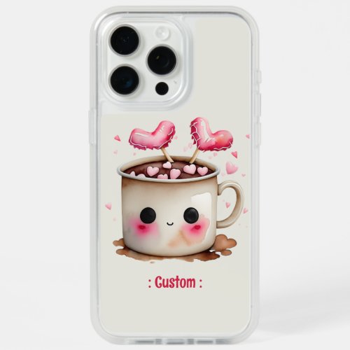 Cute Pink and Cream Watercolor Hot Cocoa Mug iPhone 15 Pro Max Case