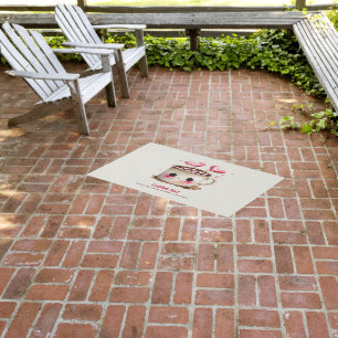Cute Pink and Cream Watercolor Hot Cocoa Mug Outdoor Rug