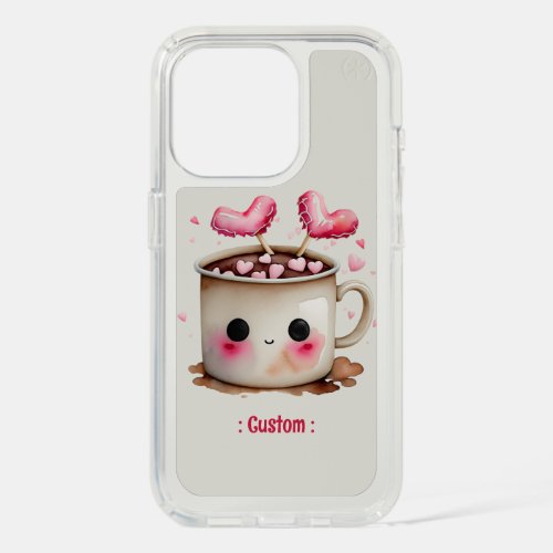 Cute Pink and Cream Watercolor Hot Cocoa Mug iPhone 15 Pro Case