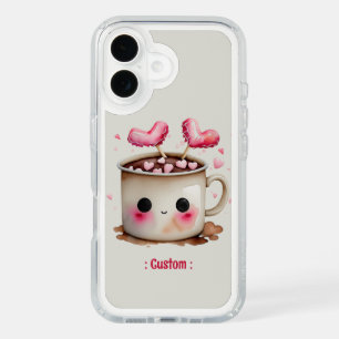 Cute Pink and Cream Watercolor Hot Cocoa Mug iPhone 16 Case