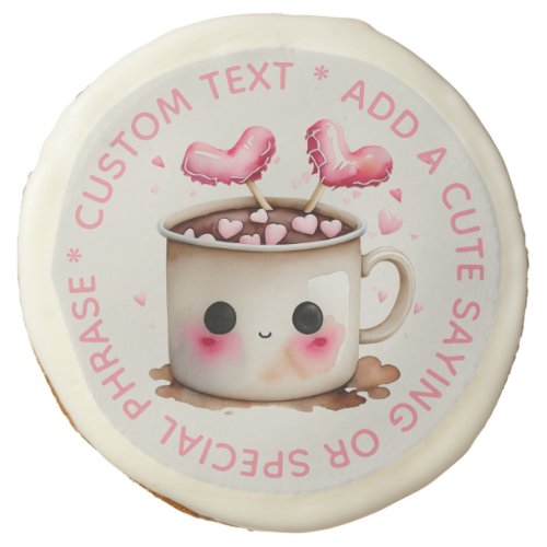 Cute Pink and Cream Watercolor Hot Cocoa Mug Sugar Cookie