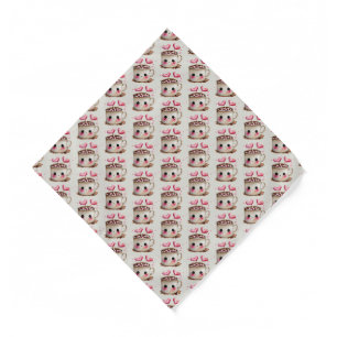 Cute Pink and Cream Watercolor Hot Cocoa Pattern Bandana