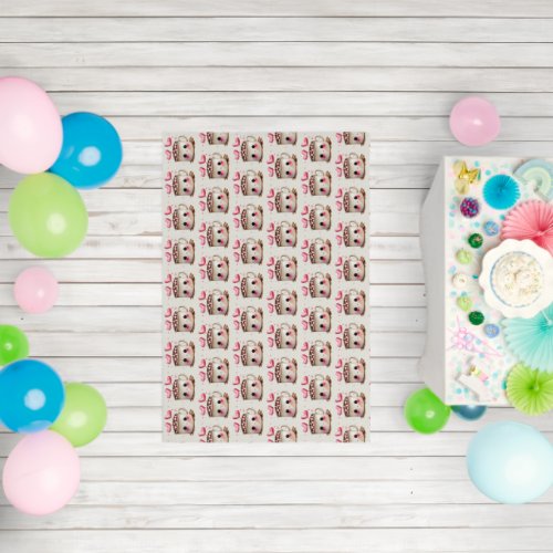 Cute Pink and Cream Watercolor Hot Cocoa Pattern Outdoor Rug