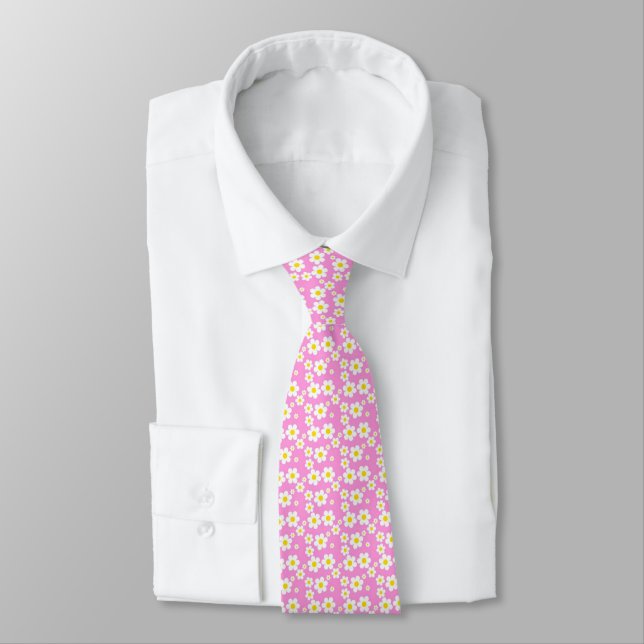 Cute Pink and Flowers Tie! Neck Tie (Tied)