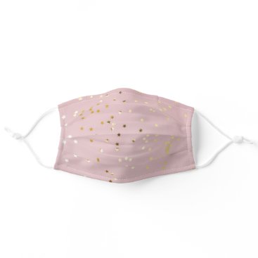 Cute Pink And Gold Confetti Stars Adult Cloth Face Mask